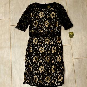 Taylor Dress, Size 6, Greenish-Gold and Black